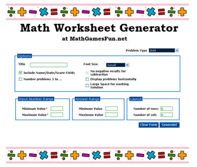 Mathworksheetgenerator